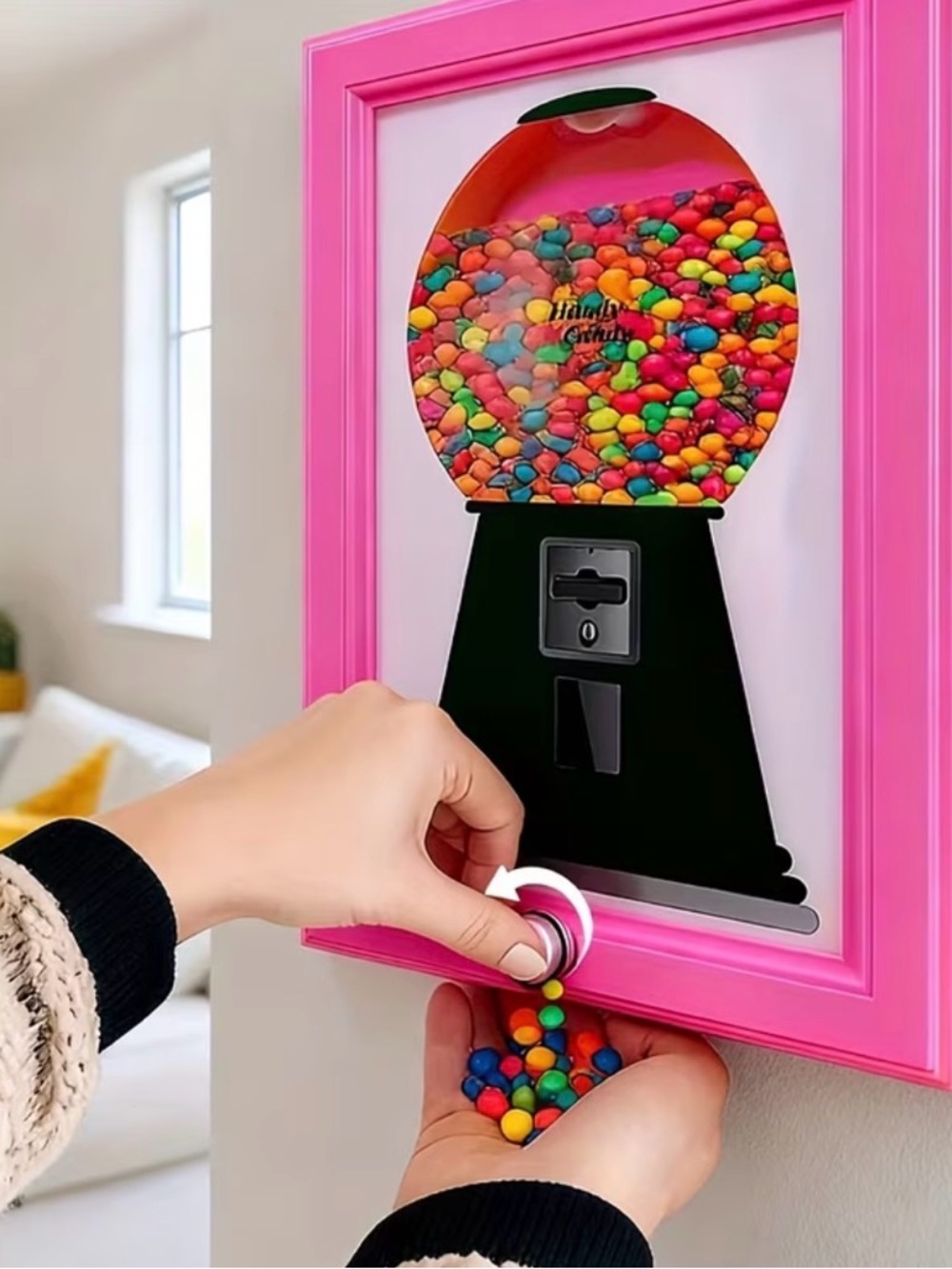 Wall-Mounted Pink Gumball Candy Dispenser Art NIB
